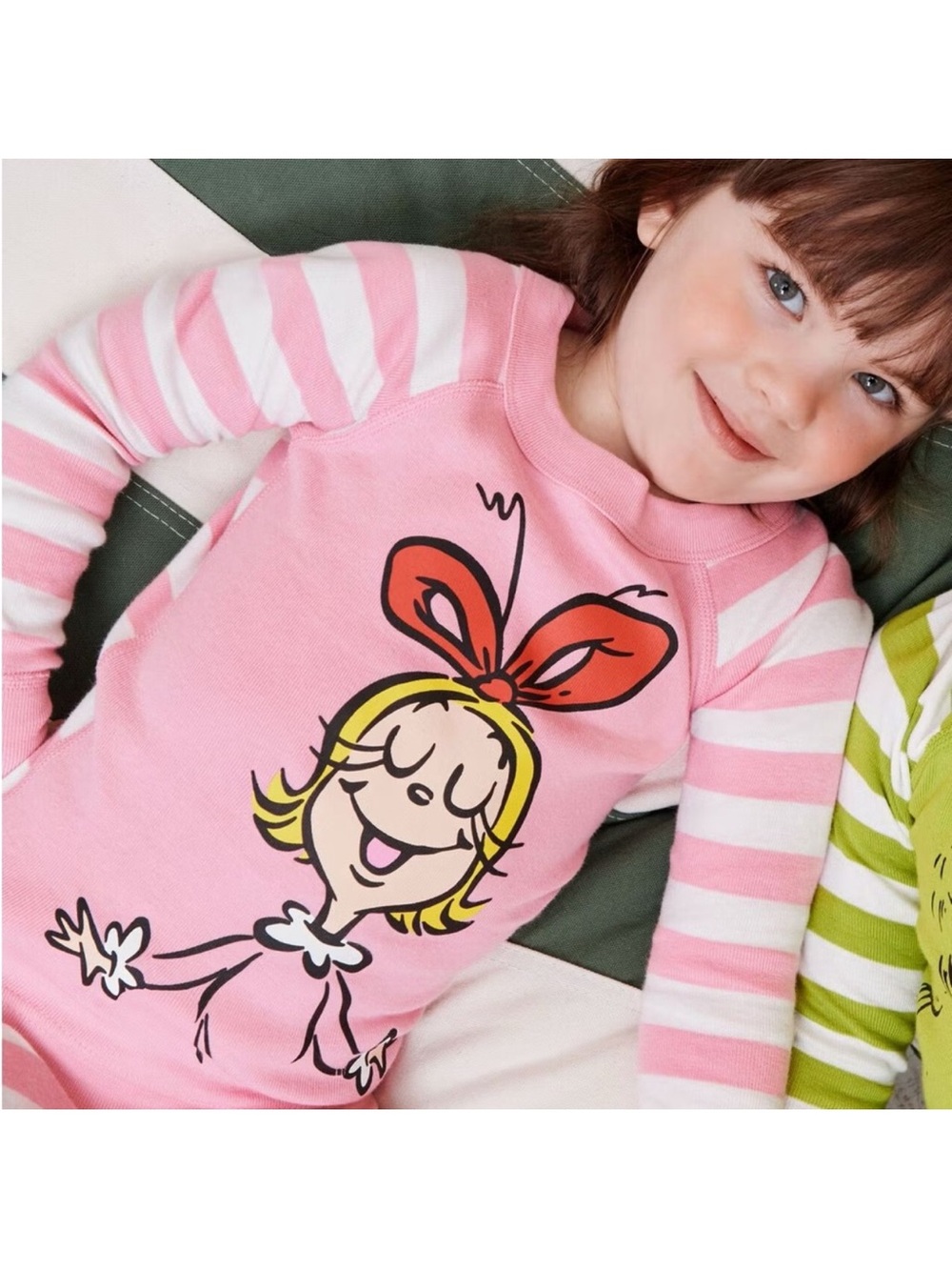 Hanna Andersson x Grinch Cindy Lou Who Pink Stripe Pajama Top Kids Girls 10